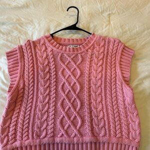 Fashion Nova Pink Cable Knit Sweater Vest